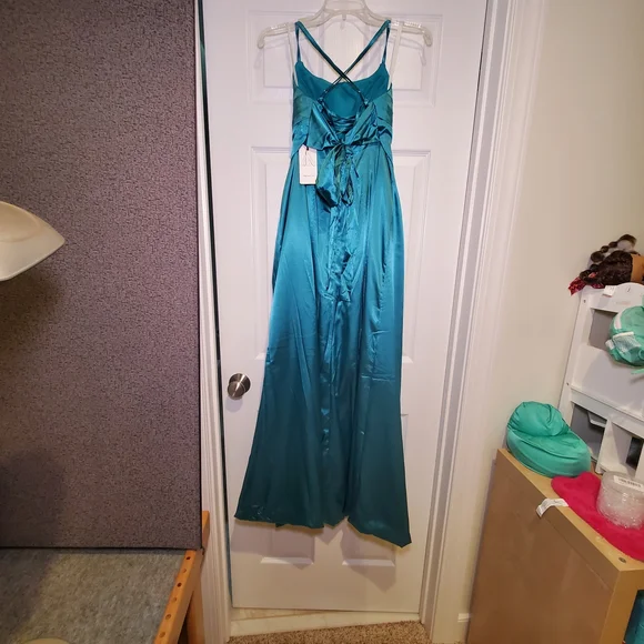 Elegant Teal Evening Gown Formal Prom Bridesmaid Dress Size 4 - Picture 2 of 8